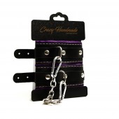 Черно-фиолетовые скругленные наручники с мягкой подкладкой - Crazy Handmade - купить с доставкой в Благовещенске