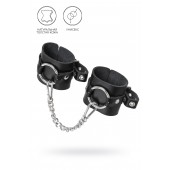 Черные наручники из толстой натуральной кожи с люверсами - Pecado - купить с доставкой в Благовещенске