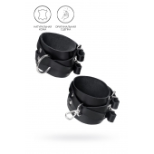 Черные кожаные оковы с двумя перекрёстными ремешками - Pecado - купить с доставкой в Благовещенске