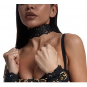 Черный ажурный чокер с золотистой фурнитурой - Crazy Handmade - купить с доставкой в Благовещенске