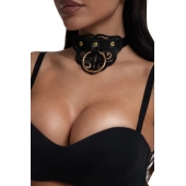 Черный чокер с клепками и золотистой фурнитурой - Crazy Handmade - купить с доставкой в Благовещенске