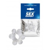 Прозрачное эрекционное кольцо с 6 стимулирующими шариками - Sex Expert - в Благовещенске купить с доставкой