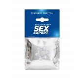 Прозрачное эластичное эрекционное кольцо с 6 шариками - Sex Expert - в Благовещенске купить с доставкой