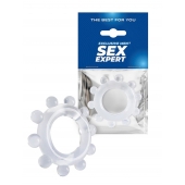 Прозрачное эрекционное кольцо со стимулирующими шариками - Sex Expert - в Благовещенске купить с доставкой