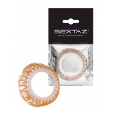 Эрекционное кольцо с бежевыми «ресничками» - Sextaz - в Благовещенске купить с доставкой