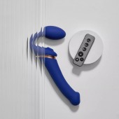 Синий безремневой страпон Multi Orgasm Bendable Strap-On size XL с клиторальной стимуляцией - Strap-on-me - купить с доставкой в Благовещенске