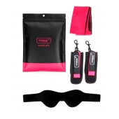 Черно-розовый эротический набор: маска, наручники и повязка - Erokay - купить с доставкой в Благовещенске