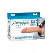 Телесный пустотелый фаллопротез 5’’ Hollow Silicone Strap-On - 14 см. - Pipedream - купить с доставкой в Благовещенске