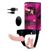 Женский страпон с 3 насадками и вибрацией - Erowoman-Eroman - купить с доставкой в Благовещенске