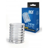 Прозрачная сквозная насадка на пенис с ребрышками - Sex Expert - в Благовещенске купить с доставкой