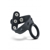 Черное эрекционное кольцо с подхватом мошонки на кнопках VS6 - Blush Novelties - в Благовещенске купить с доставкой
