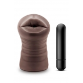 Коричневый мастурбатор-ротик Krystal Vibrating Masturbator - Blush Novelties - в Благовещенске купить с доставкой