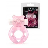 Розовое эрекционное виброкольцо в форме мишки - 1137 - в Благовещенске купить с доставкой