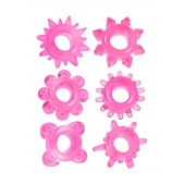 Набор из 6 розовых эрекционных колец с различным рельефом - Erowoman-Eroman - в Благовещенске купить с доставкой