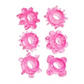 Набор из 6 розовых эрекционных колец с различным рельефом - Erowoman-Eroman - в Благовещенске купить с доставкой