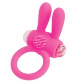 Розовое эрекционное виброкольцо A-toys с ушками - A-toys - в Благовещенске купить с доставкой