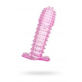 Гелевая розовая насадка с шипами - 12 см. - Toyfa Basic - в Благовещенске купить с доставкой