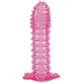 Гелевая розовая насадка с шипами - 12 см. - Toyfa Basic - в Благовещенске купить с доставкой