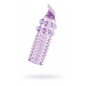 Гелевая фиолетовая насадка с шариками, шипами и усиком - 11 см. - Toyfa Basic - в Благовещенске купить с доставкой