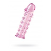 Гелевая розовая насадка на фаллос с шипами - 12 см. - Toyfa Basic - в Благовещенске купить с доставкой