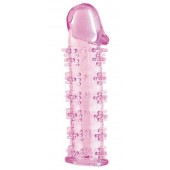 Гелевая розовая насадка на фаллос с шипами - 12 см. - Toyfa Basic - в Благовещенске купить с доставкой