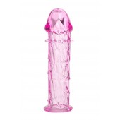 Гладкая розовая насадка с усиками под головкой - 12,5 см. - Toyfa Basic - в Благовещенске купить с доставкой