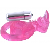 Розовая вибронасадка со стимулятор клитора   Язычок - Toyfa Basic - в Благовещенске купить с доставкой