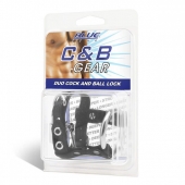 Утяжка на пенис на замочке Duo Cock And Ball Lock - BlueLine - купить с доставкой в Благовещенске