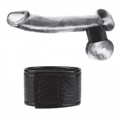Чёрная утяжка на мошонку 1  Velcro Ball Stretcher - BlueLine - купить с доставкой в Благовещенске
