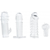 Набор из 4 насадок на член Pleasured Penis Enhancement Sleeve 4 Pack - XR Brands - в Благовещенске купить с доставкой
