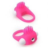 Розовое эрекционное кольцо с щеточкой LIT-UP SILICONE STIMU RING 5 - Dream Toys - в Благовещенске купить с доставкой