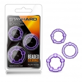 Набор из 3 фиолетовых эрекционных колец Stay Hard Beaded Cockrings - Blush Novelties - в Благовещенске купить с доставкой