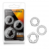 Набор из 3 прозрачных эрекционных колец Stay Hard Beaded Cockrings - Blush Novelties - в Благовещенске купить с доставкой