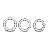 Набор из 3 прозрачных эрекционных колец Stay Hard Beaded Cockrings - Blush Novelties - в Благовещенске купить с доставкой
