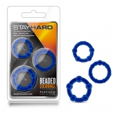 Набор из 3 синих эрекционных колец Stay Hard Beaded Cockrings - Blush Novelties - в Благовещенске купить с доставкой
