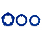 Набор из 3 синих эрекционных колец Stay Hard Beaded Cockrings - Blush Novelties - в Благовещенске купить с доставкой