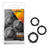 Набор из 3 чёрных эрекционных колец Stay Hard Beaded Cockrings - Blush Novelties - в Благовещенске купить с доставкой