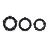 Набор из 3 чёрных эрекционных колец Stay Hard Beaded Cockrings - Blush Novelties - в Благовещенске купить с доставкой