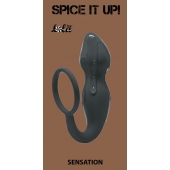 Серое эрекционное кольцо Sensation с анальным стимулятором - Lola Games - в Благовещенске купить с доставкой