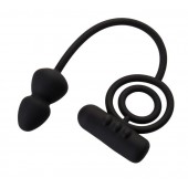 Чёрное эрекционное кольцо с вибропулькой и анальным хвостом - Erotist Adult Toys - в Благовещенске купить с доставкой