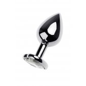 Серебристая анальная пробка с прозрачным кристаллом-сердцем - 8 см. - ToyFa - купить с доставкой в Благовещенске