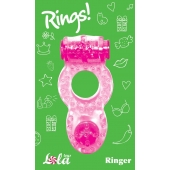 Розовое эрекционное кольцо с вибрацией Rings Ringer - Lola Games - в Благовещенске купить с доставкой