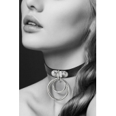 Черный чокер с двумя кольцами - Bijoux Pour Toi - купить с доставкой в Благовещенске