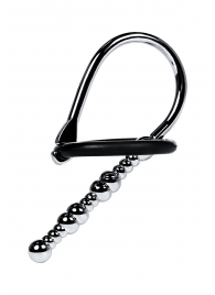 Серебристый уретральный плаг-бусины TOYFA Metal с мягким фиксириющим кольцом - ToyFa - купить с доставкой в Благовещенске