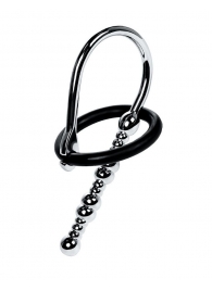 Серебристый уретральный плаг-бусины TOYFA Metal с мягким фиксириющим кольцом - ToyFa - купить с доставкой в Благовещенске