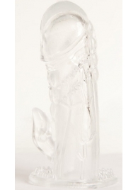Прозрачная гелевая насадка с клиторальным отростком - 13 см. - Toyfa Basic - в Благовещенске купить с доставкой