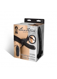 Чёрный полый страпон с вибрацией Unisex Vibrating Hollow Strap-On - 14 см. - Lux Fetish - купить с доставкой в Благовещенске