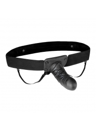 Чёрный полый страпон с вибрацией Unisex Vibrating Hollow Strap-On - 14 см. - Lux Fetish - купить с доставкой в Благовещенске