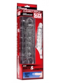 Прозразная закрытая насадка на пенис с поддержкой мошонки Clearly Ample Penis Enhancer - 22 см. - XR Brands - в Благовещенске купить с доставкой
