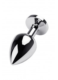 Серебристая коническая анальная пробка с красным кристаллом - 8 см. - ToyFa - купить с доставкой в Благовещенске